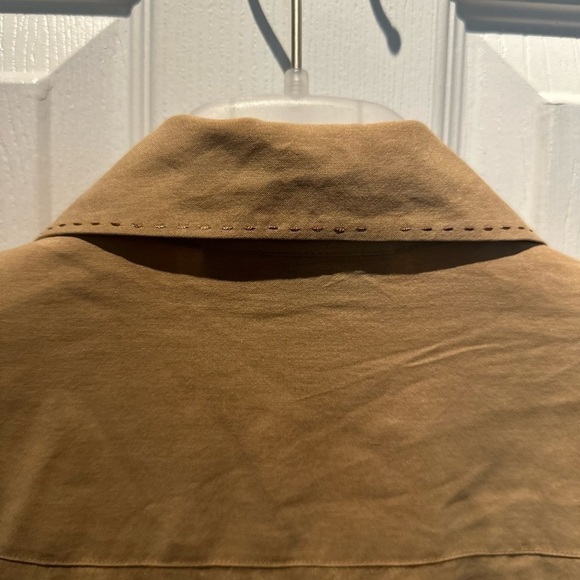 Vintage Anna and Frank 100% Silk Blouse Button Up SZ Small Tan With pockets - Picture 4 of 8